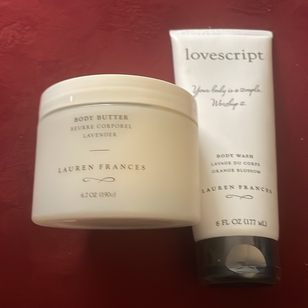 Lovescript Lavender Scented Body Butter 6.7 oz. & Body wash Bundle